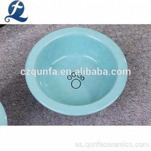 Alimentador de agua de cerámica azul para alimentos para perros